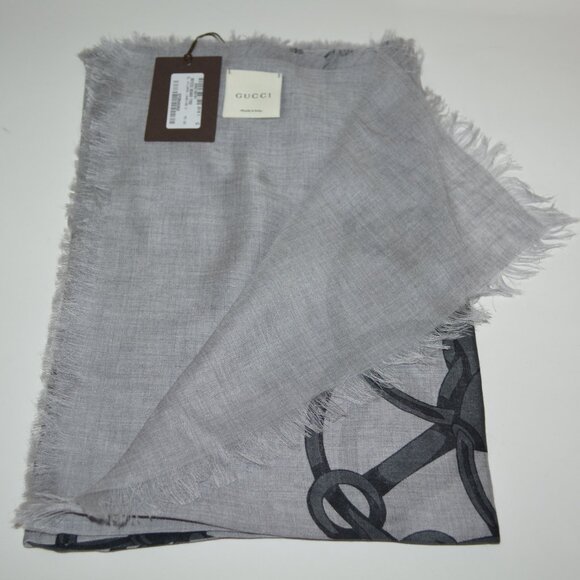 NWT GUCCI WOOL MODAL HORSEBIT LOGO PATTERN SCARF WRAP - Picture 9 of 9